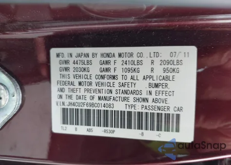 2011 Acura Tsx 2.4 z USA, uszkodzony, nr VIN JH4CU2F69BC014083